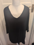 Ladies Size 22/24 Black Half Sleeve Blouse Small Hole In Front