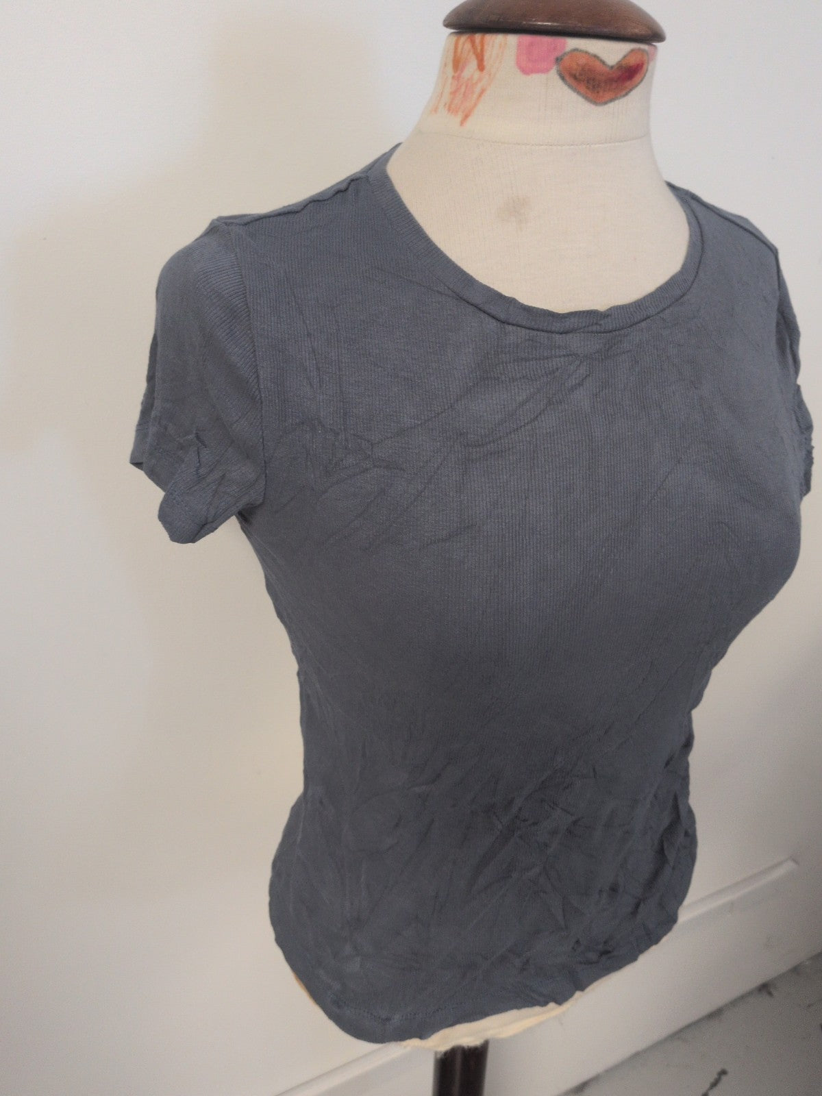 Ladies Zara Small Navy Short Sleeve Brush Rib Short Sleeve T-shirt