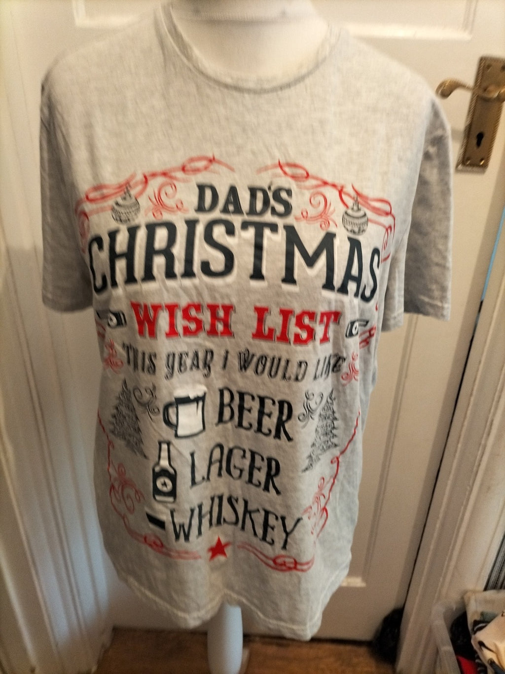 George Large Grey Print Christmas T-shirt