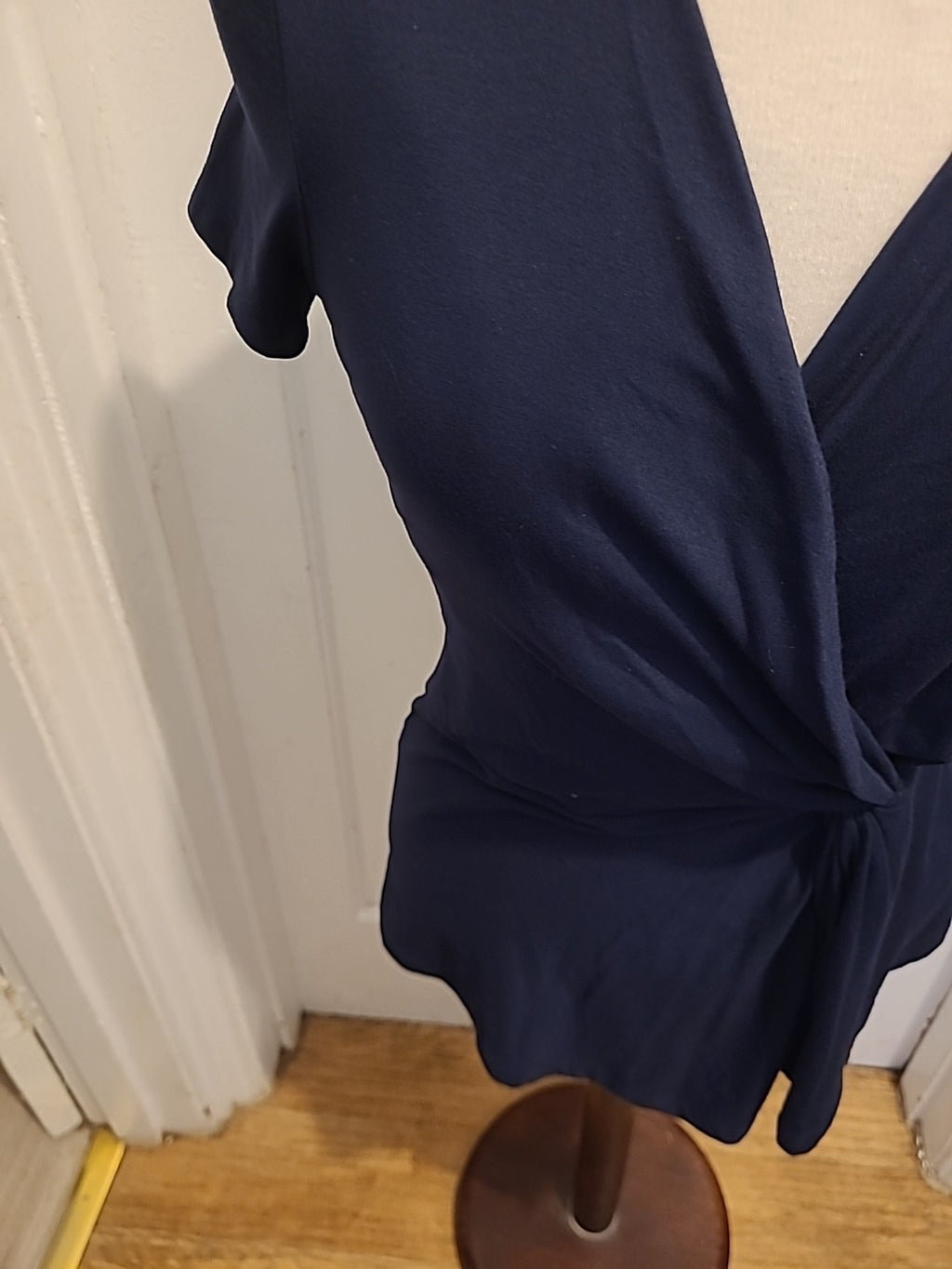 Ladies Kaliko Size 8 Navy Short Sleeved Detailed Blouse