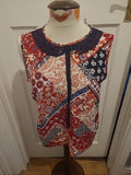 Ladies Red Herring Size 12 Red Navy Sleeveless Blouse