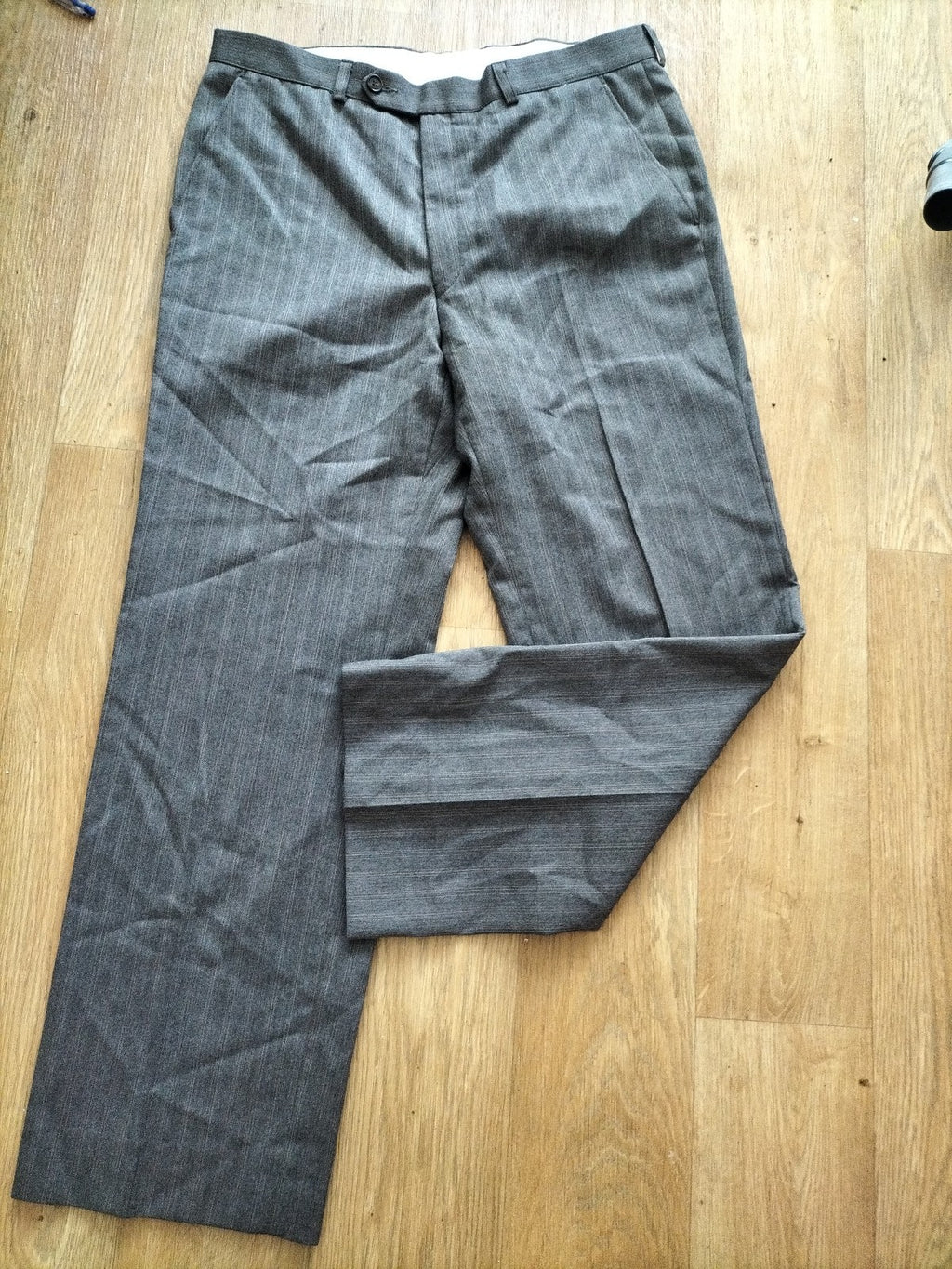 Mens Marks And Spencer St Michael 34/29 Brown Pinstriped Trousers