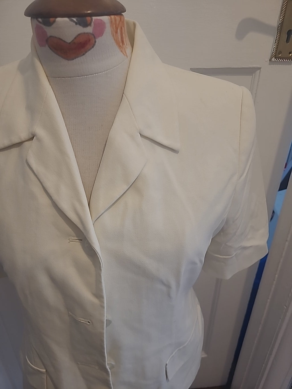 Ladies Marks And Spencer Size 12 Cream Padded Lightweight Blazer