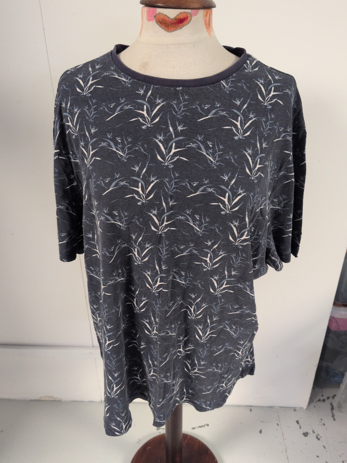 George 2XL Navy White And Blue Floral Short Sleeve T-shirt