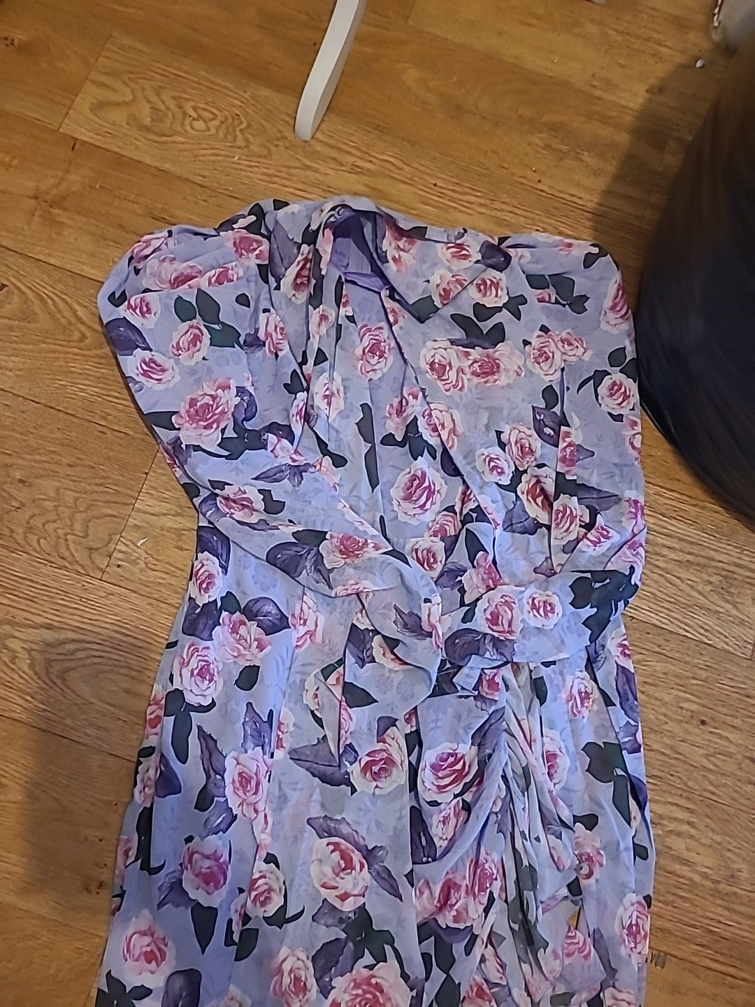 Ladies Shein Size XS Purple Rose Detail Lined Long Sleeved Dress