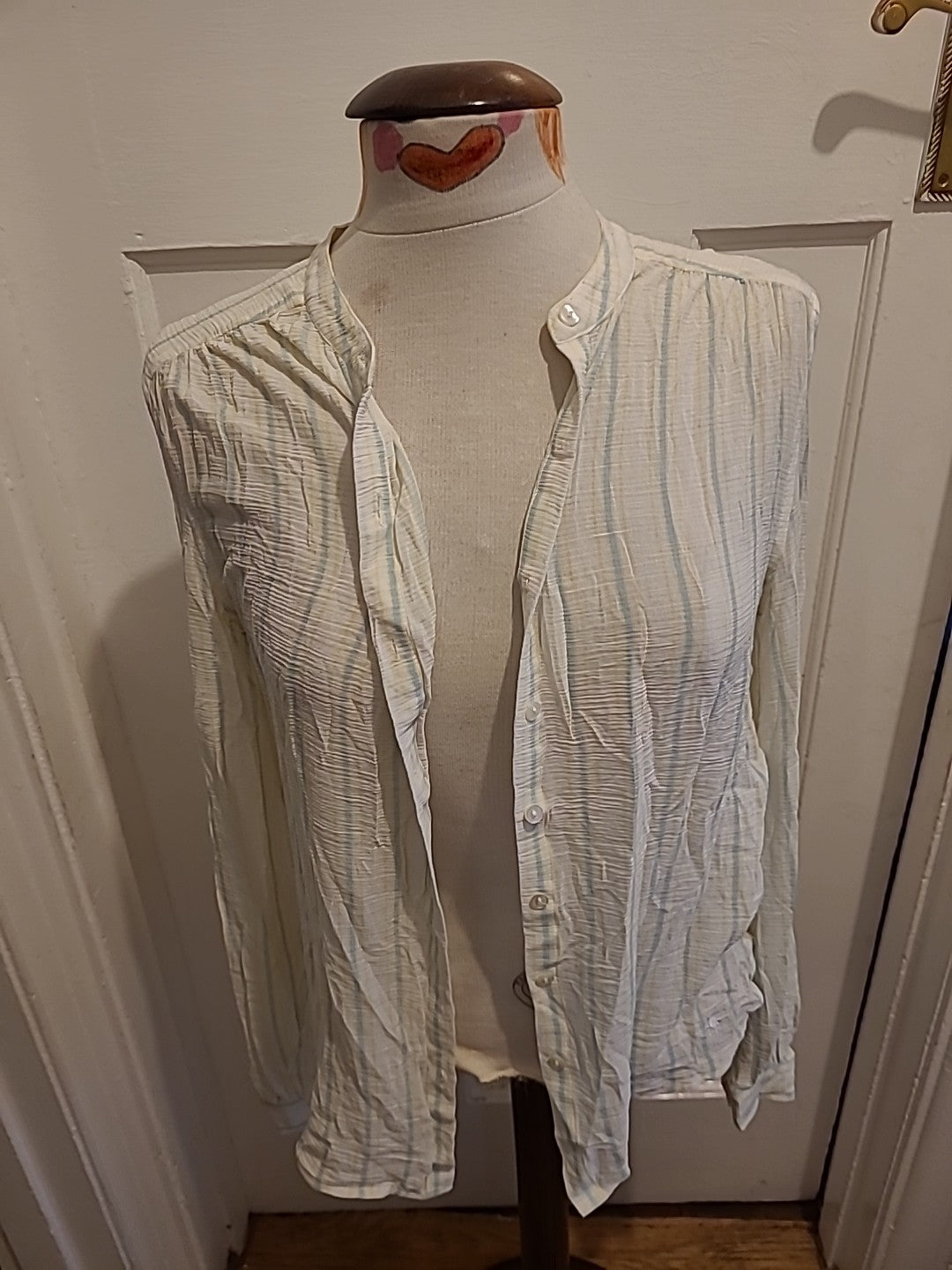 Ladies Jack Wills Size 8 Yellow/Blue/White Buttoned Blouse