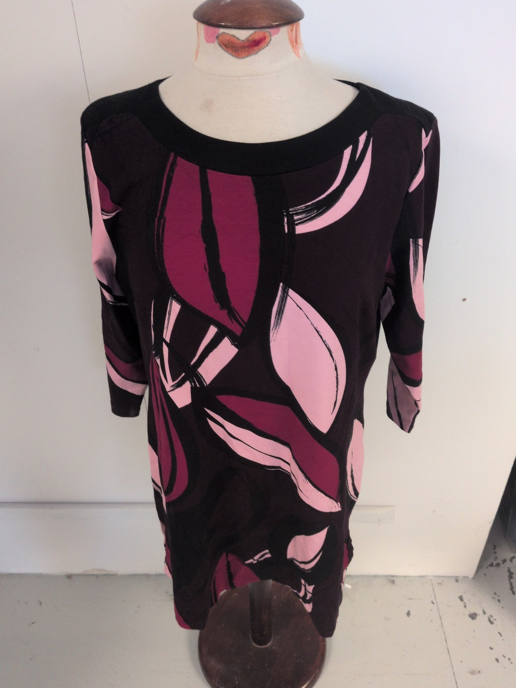 Viz.A.Viz 14-16 Purple Toned 3/4 Sleeve Knee Length Dress