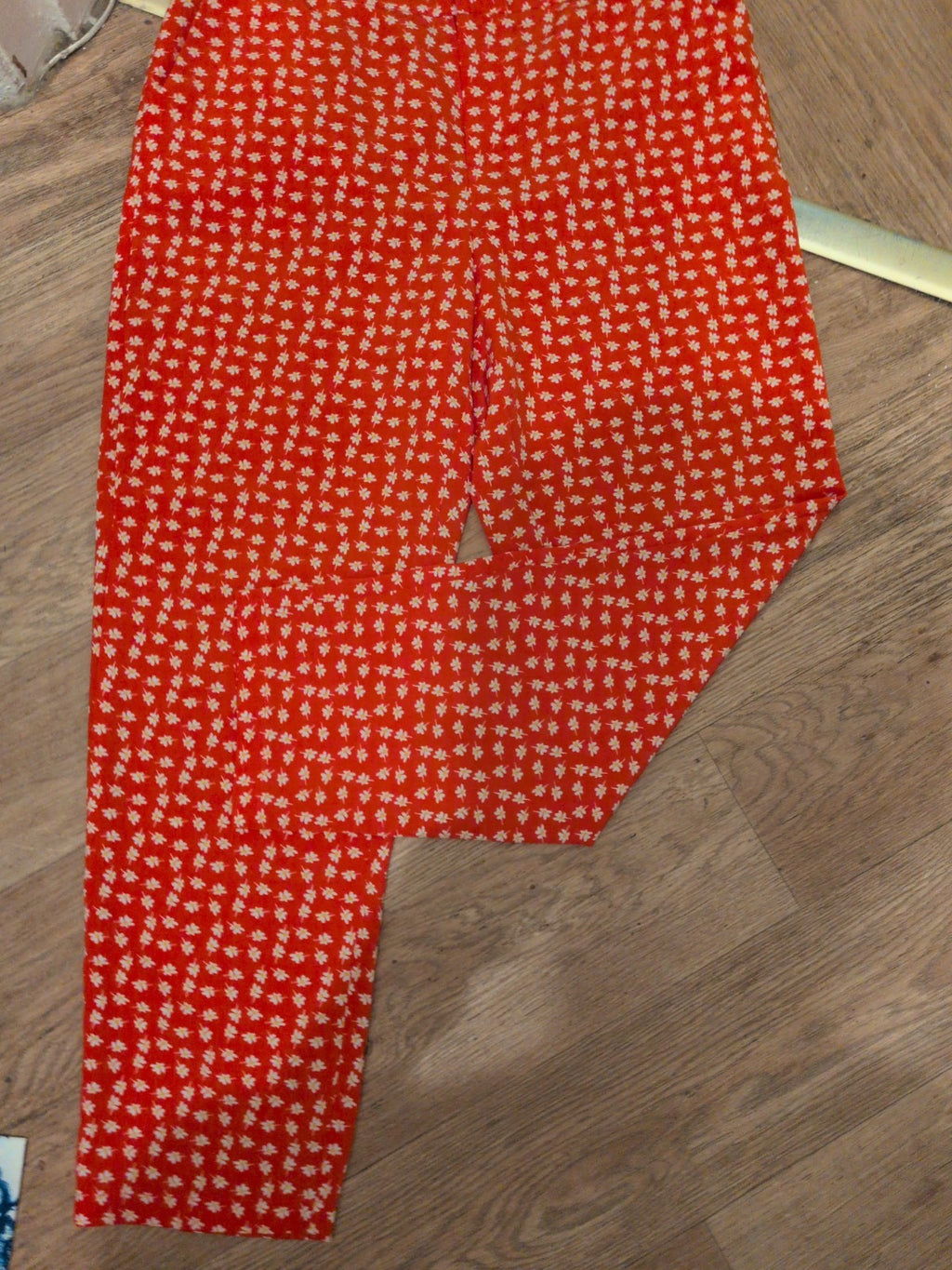 Ladies Papaya 12 Orange Flower Elasticated Trousers