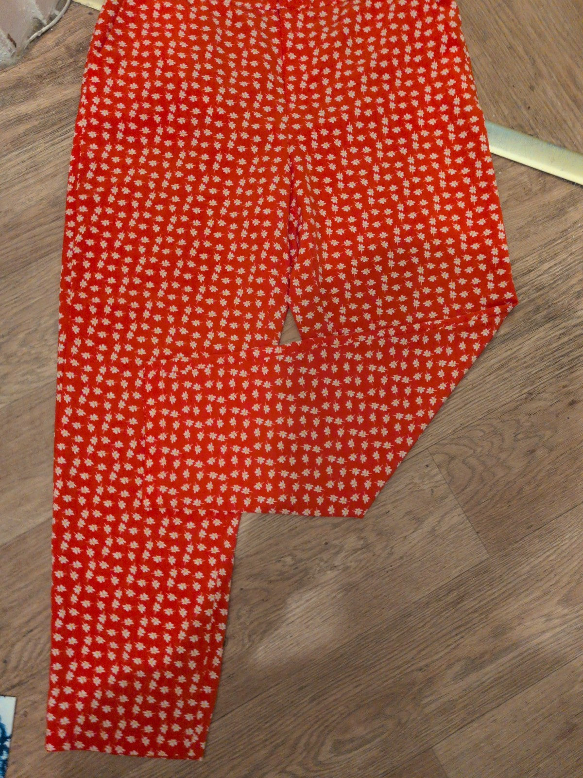 Ladies Papaya 12 Orange Flower Elasticated Trousers