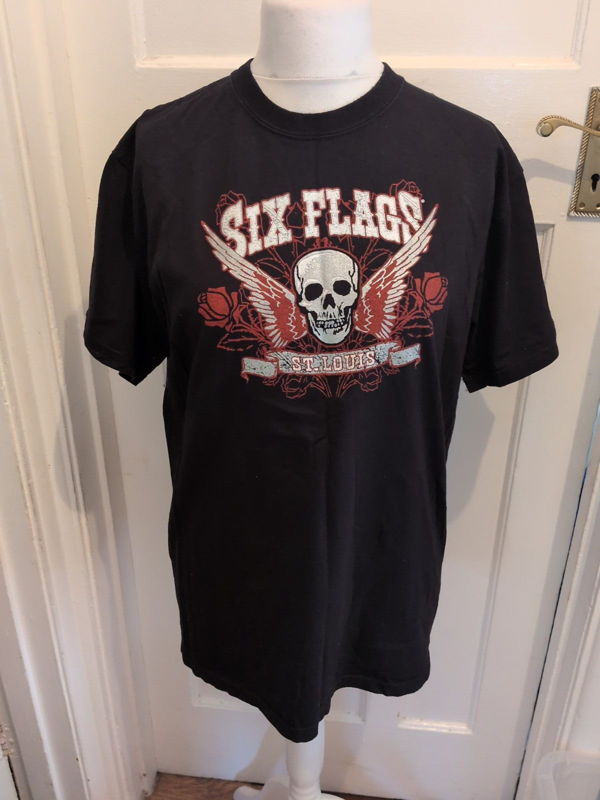Six Flags Large Black Print Short Sleeve T-shirt