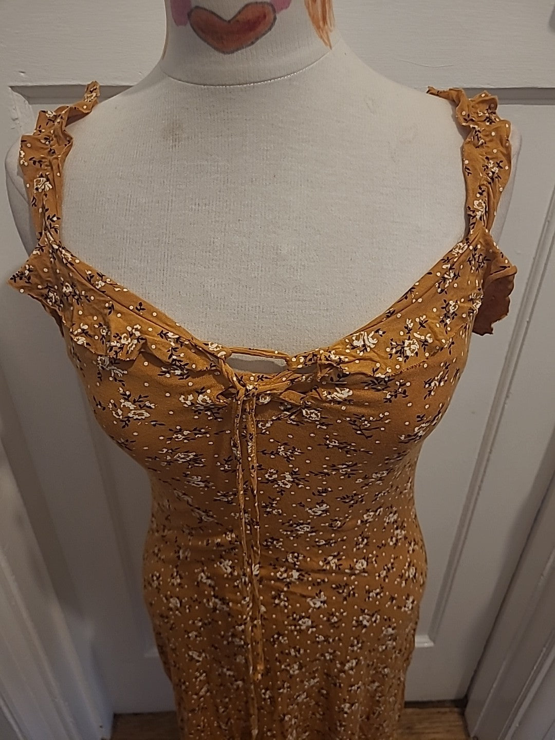 Ladies Prettylittlething Size 10 Burnt Orange Floral Sleeveless Dress