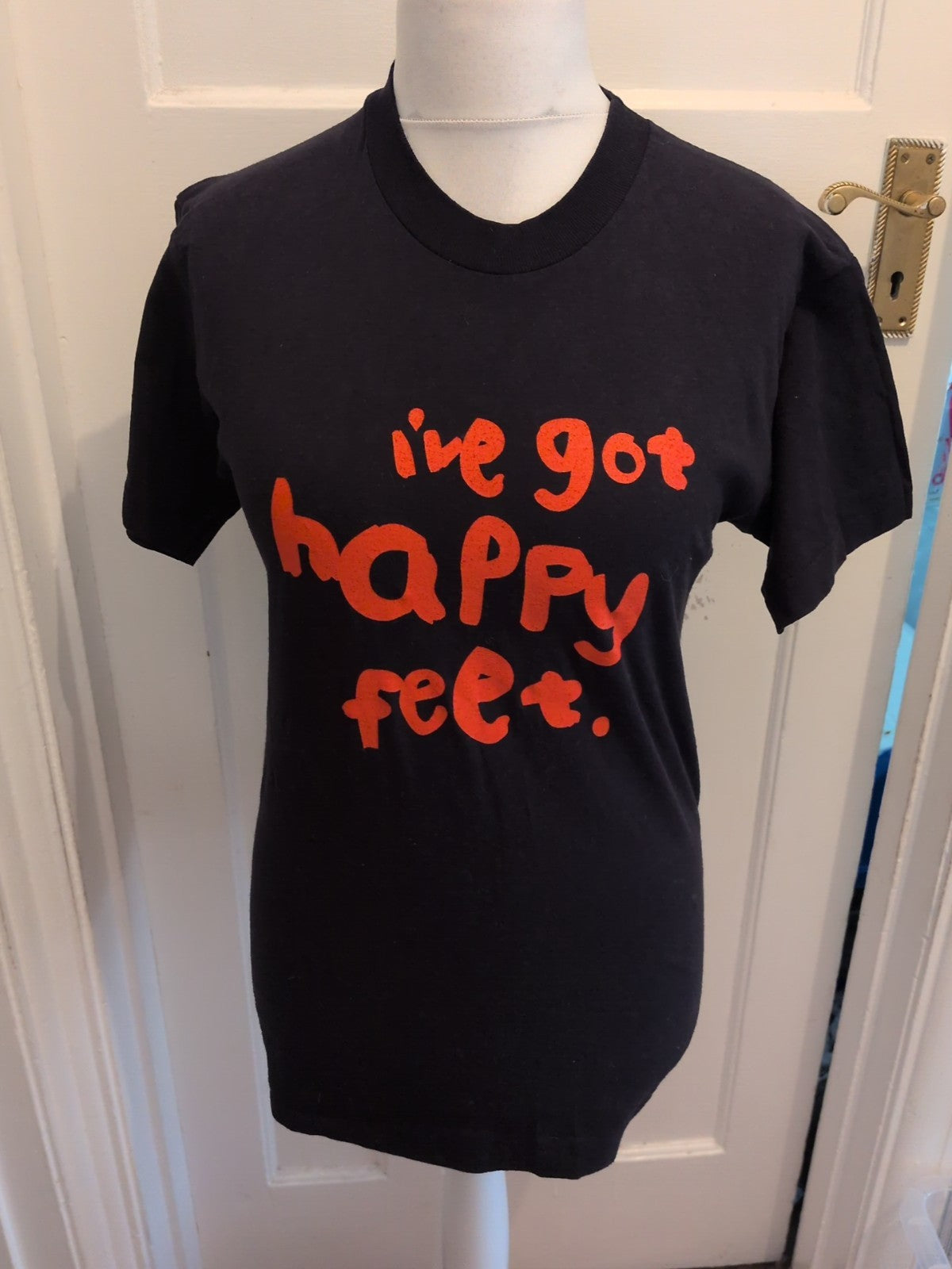 Fruit Of The Loom Small Navy And Orange Print Short Sleeve T-shirt
