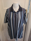 Mens Blue Harbour Size Large Navy Mix Striped Short Sleeved Polo Small Mark...