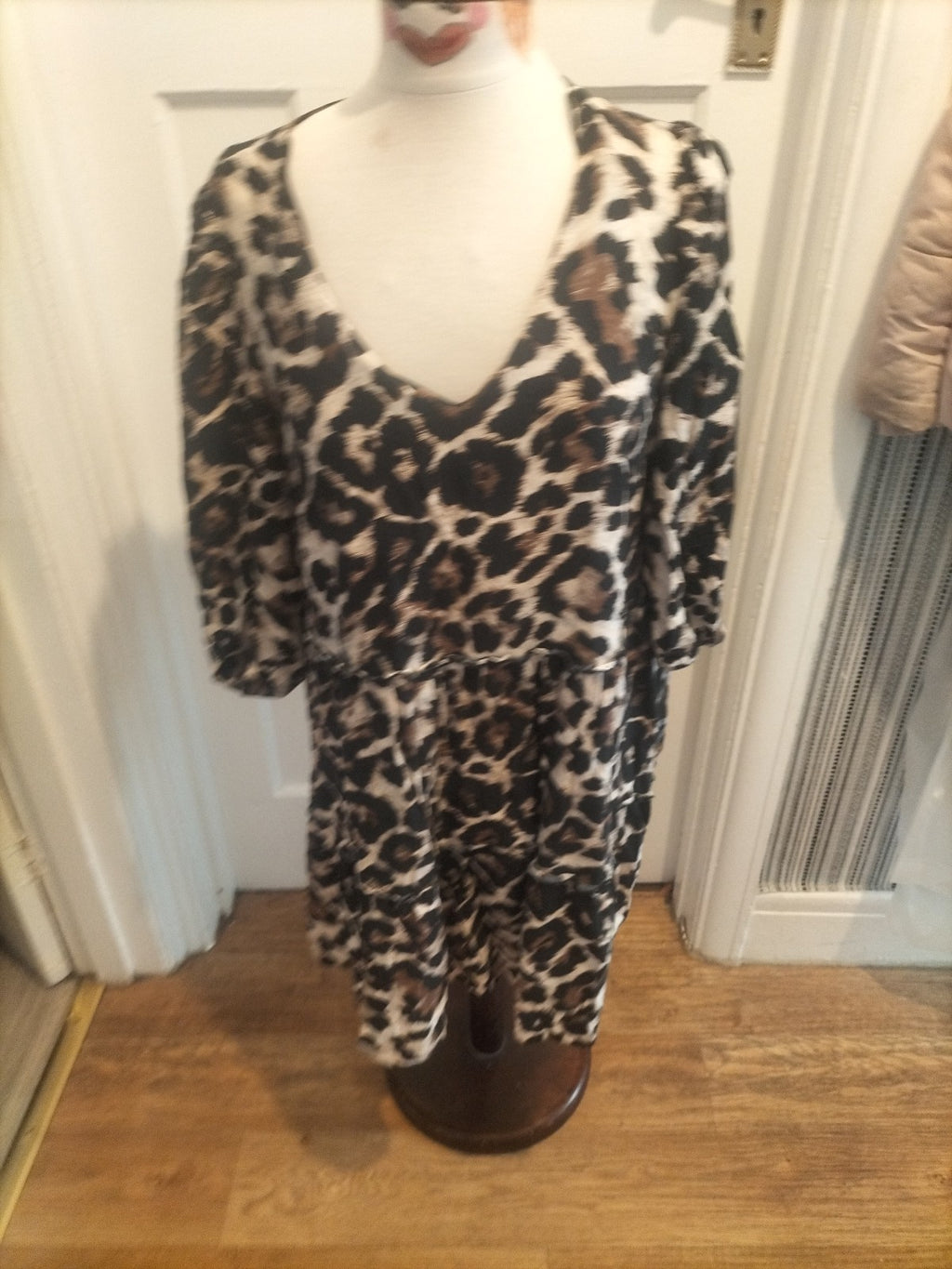 Ladies George Size 12 Leopard Print Style Mid Sleeved Dress