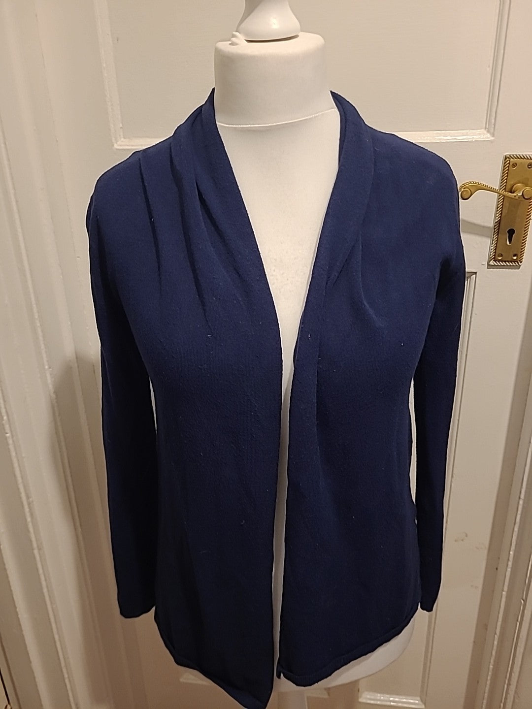 Ladies Dunnes Size Small Navy Collared Cardigan