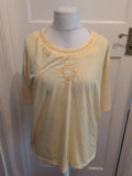 Anne Fashion 2XL Yellow Short Sleeve Blouse