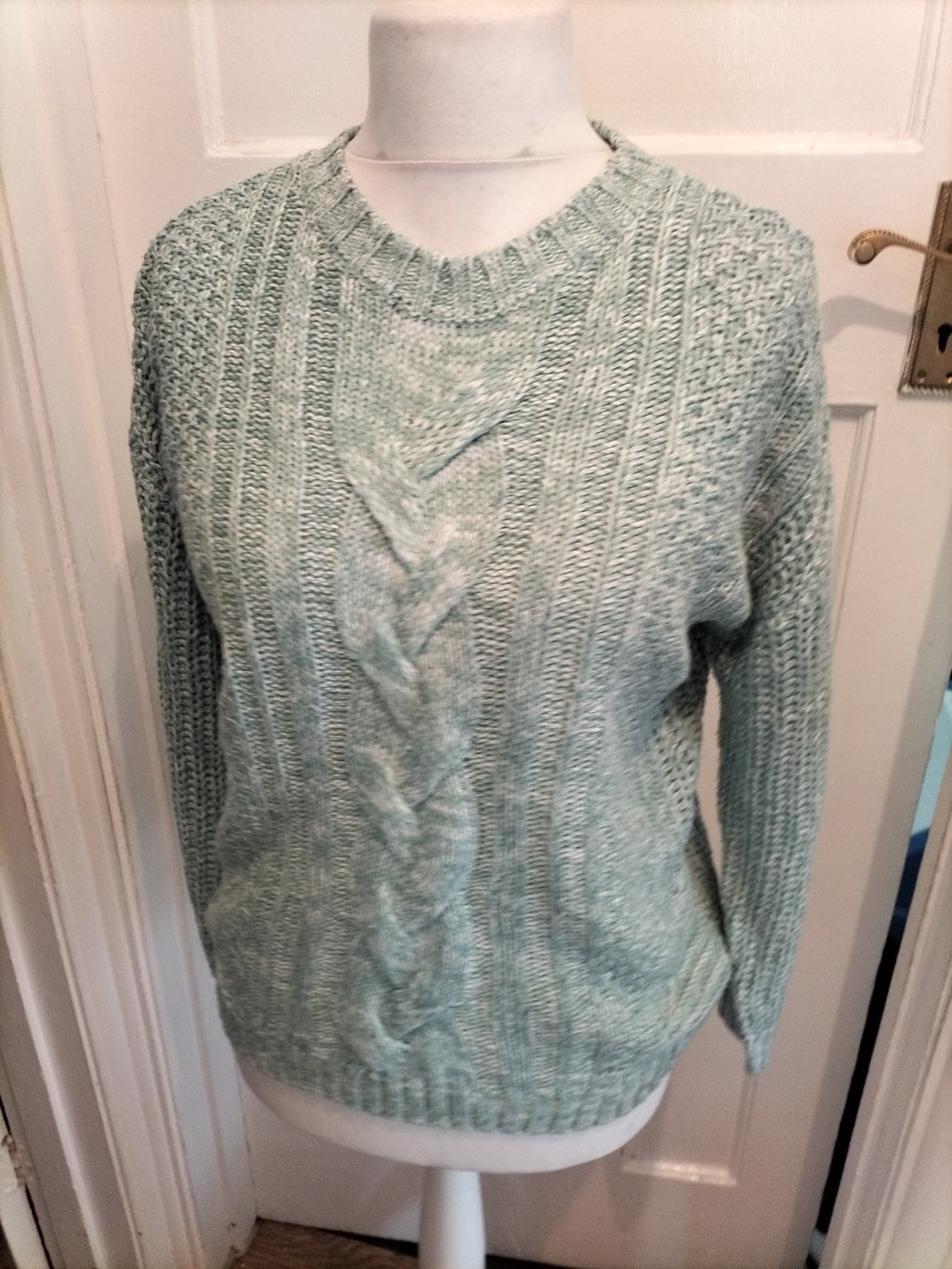 Peacocks Small Aqua Blue And White Fleck Pullover Jumper