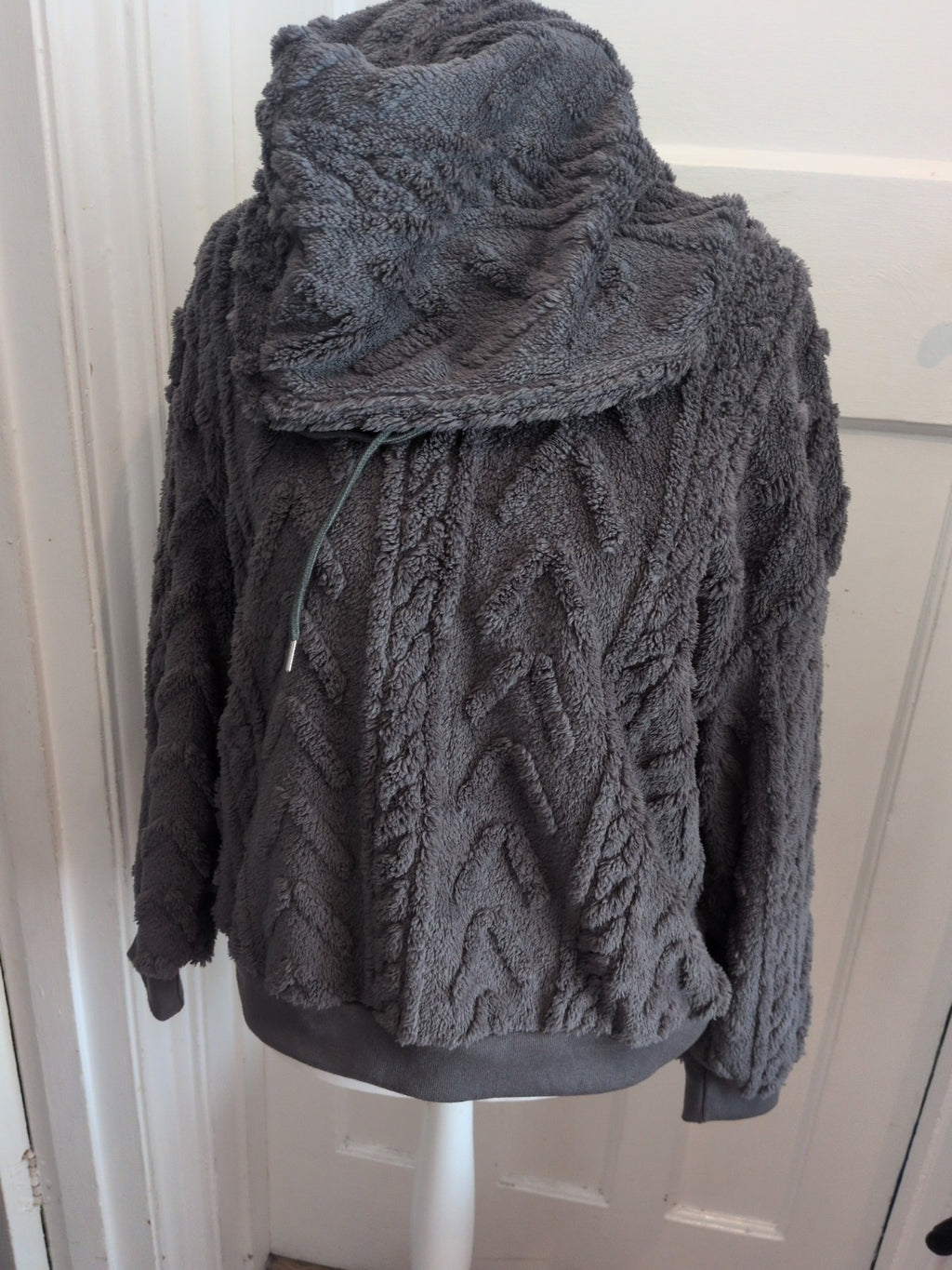 Large Dark Grey Fluffy Hooded Jumper