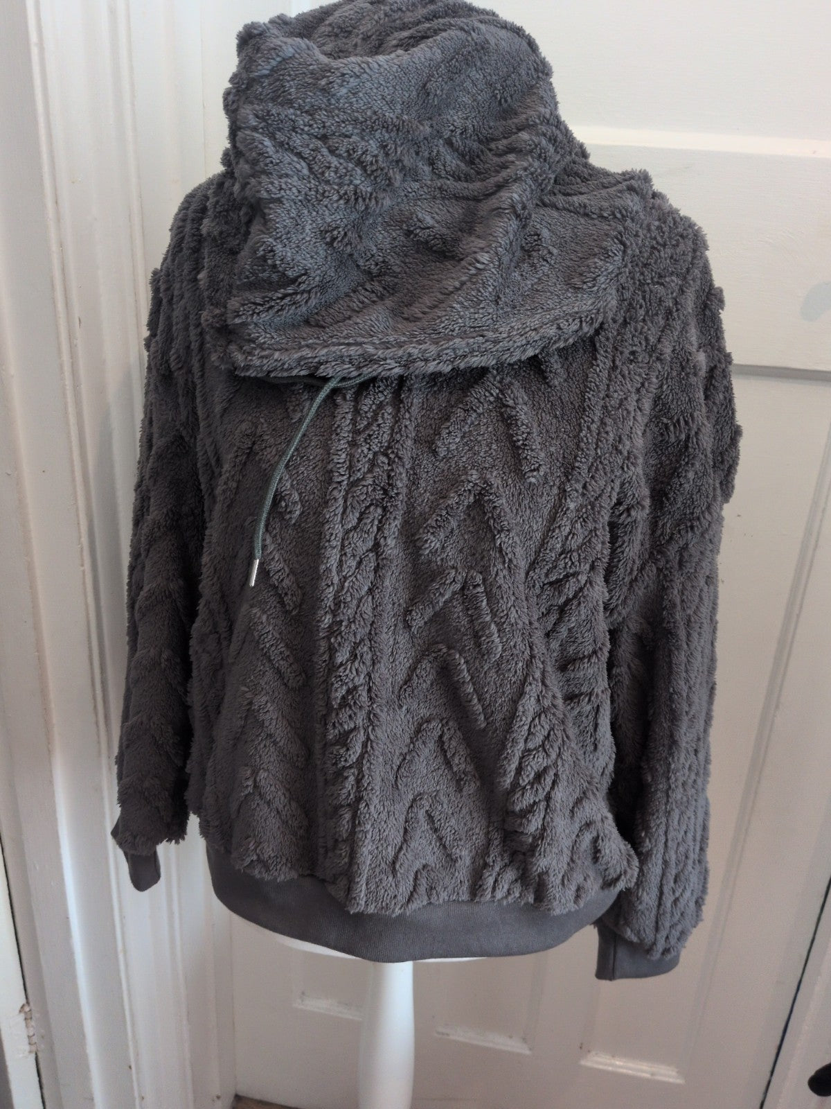 Large Dark Grey Fluffy Hooded Jumper
