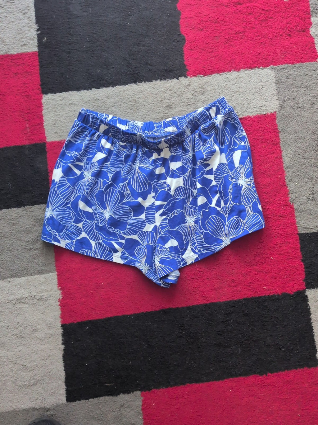 Matalan Small Blue And White Floral Elasticated Short S
