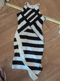Ladies River Island Size 8 Black And White Sleeveless Dress Midi