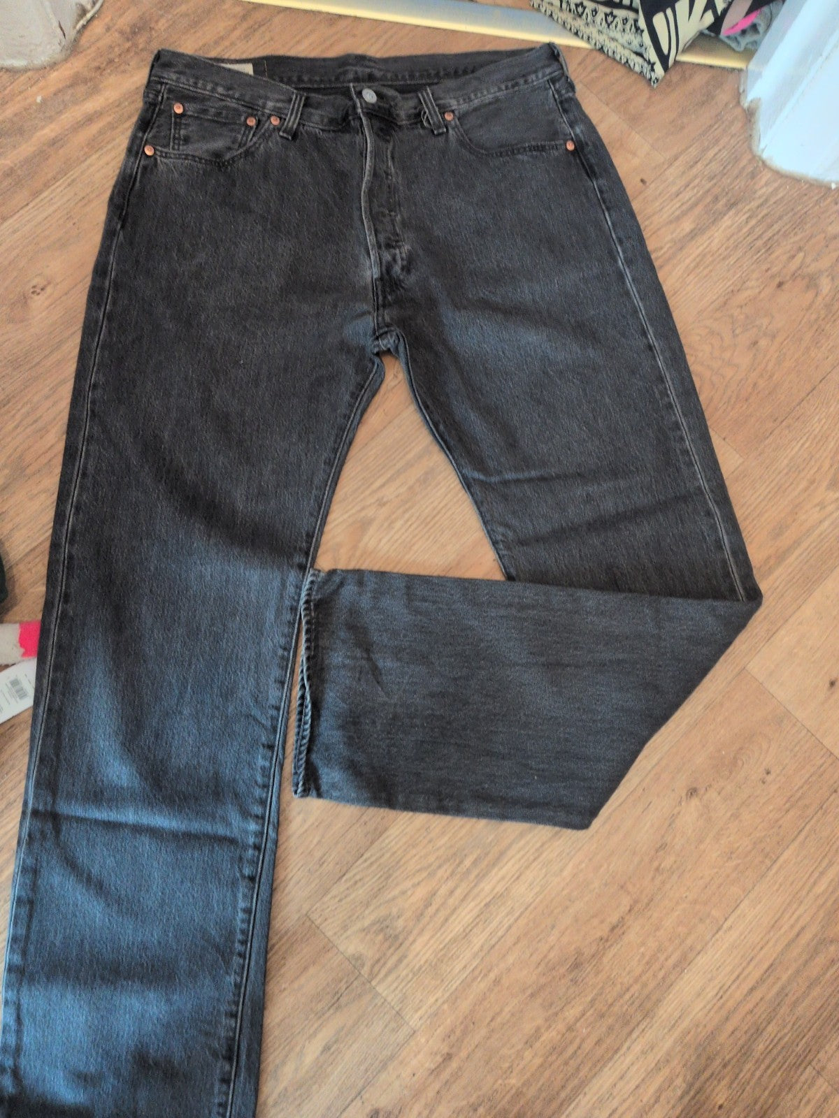 Levi 501 36/34 Charcoal Straight Jeans