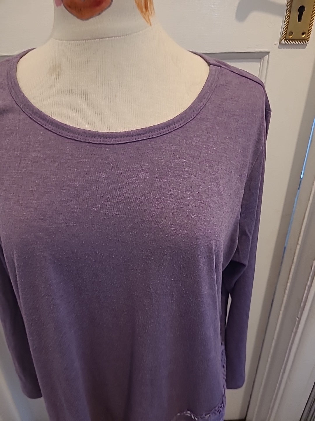 Ladies Shein Size 2xl Purple Lace Hem Long Sleeved Tshirt