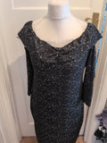 Ladies Shein XL Curve Silver And Black Speckle Long Sleeve Dress