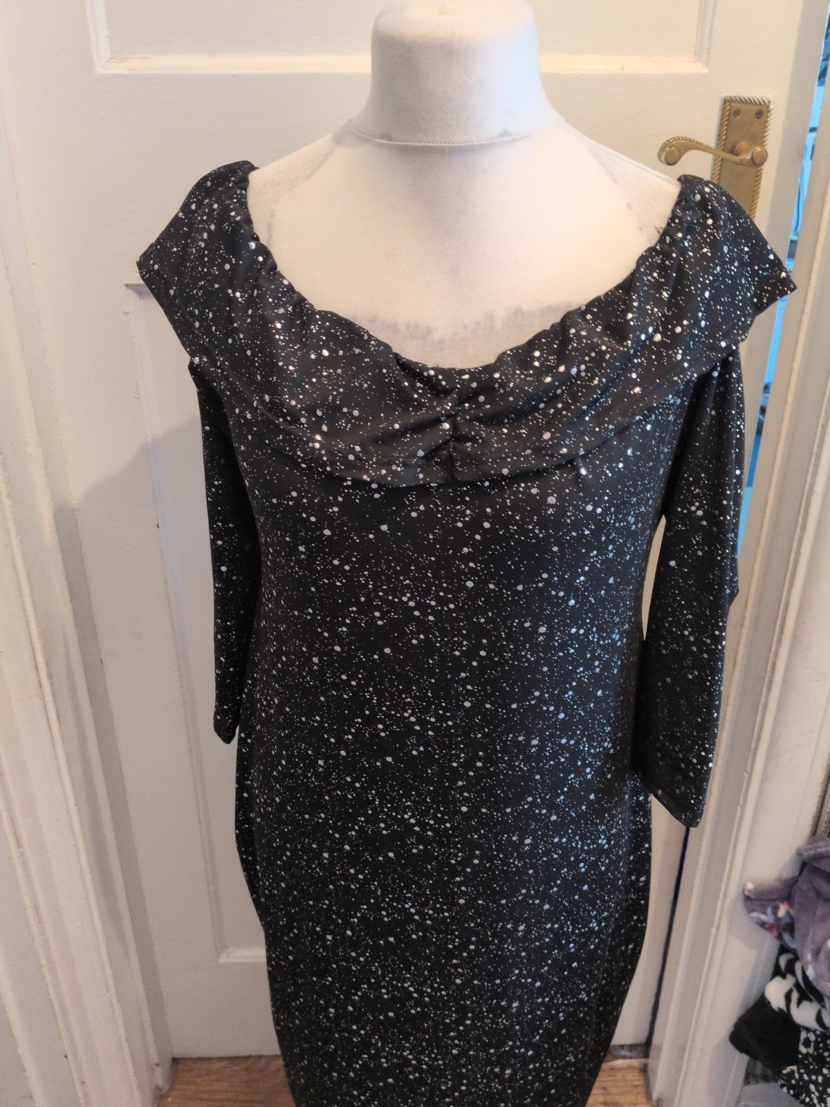 Ladies Shein XL Curve Silver And Black Speckle Long Sleeve Dress