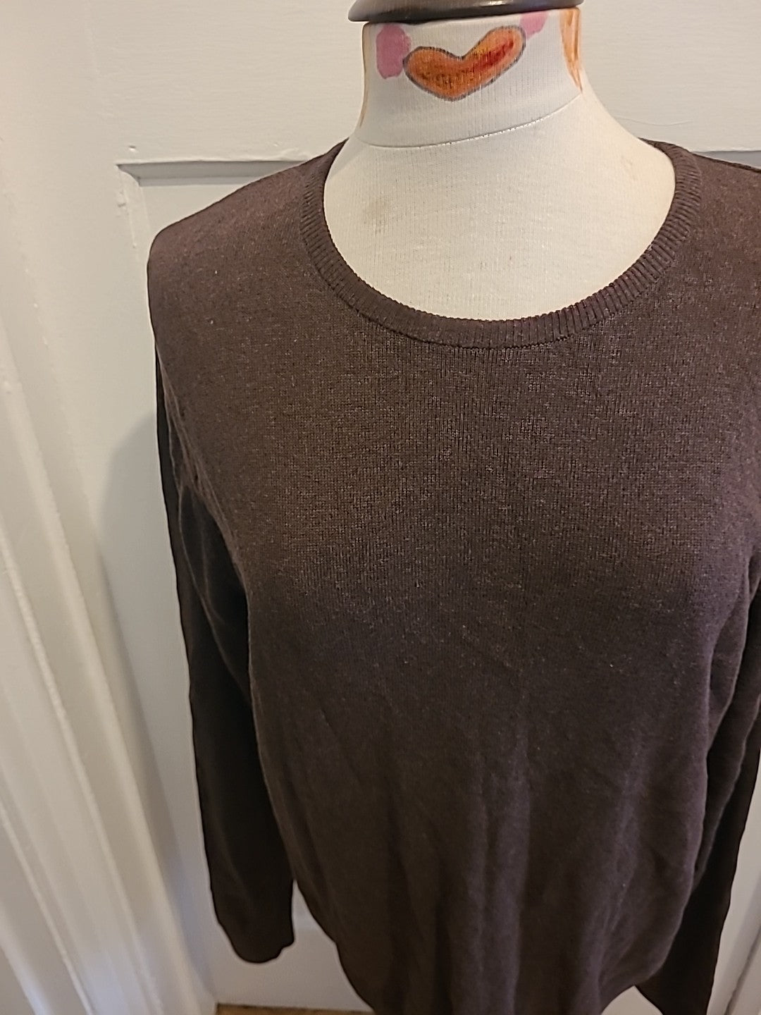 Mens Haworth Size Large Brown Long Sleeved Pullover Lightweight Jumper