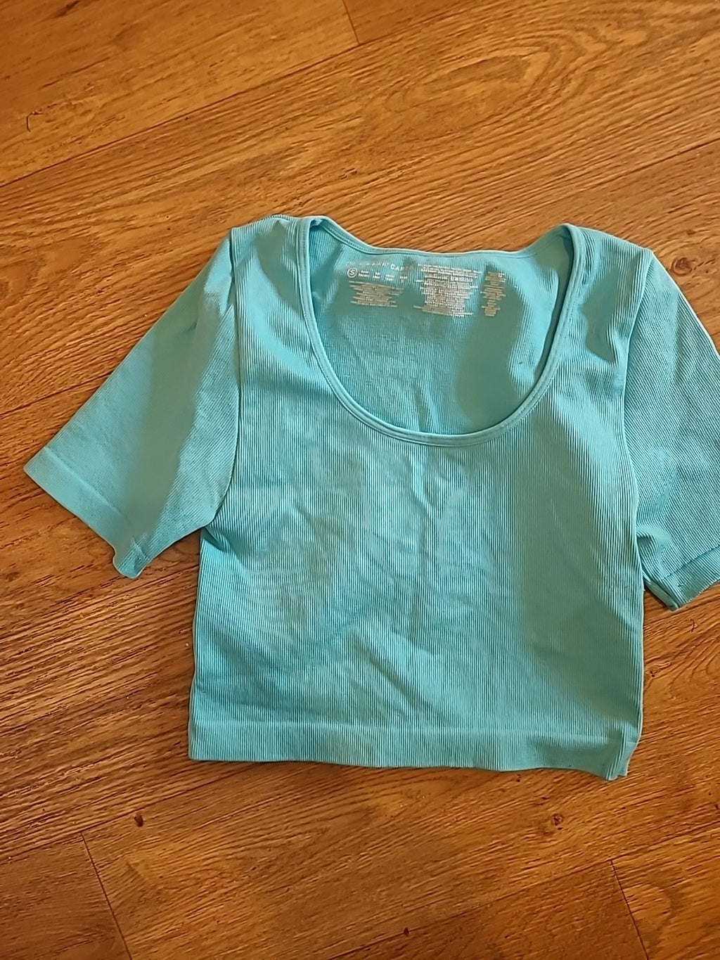 Ladies Primark Size 10-12 Sky Blue Short Sleeved Crop Top
