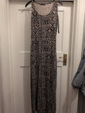Primark 8 Brown And Black Aztec Sleeveless Long Length Dress