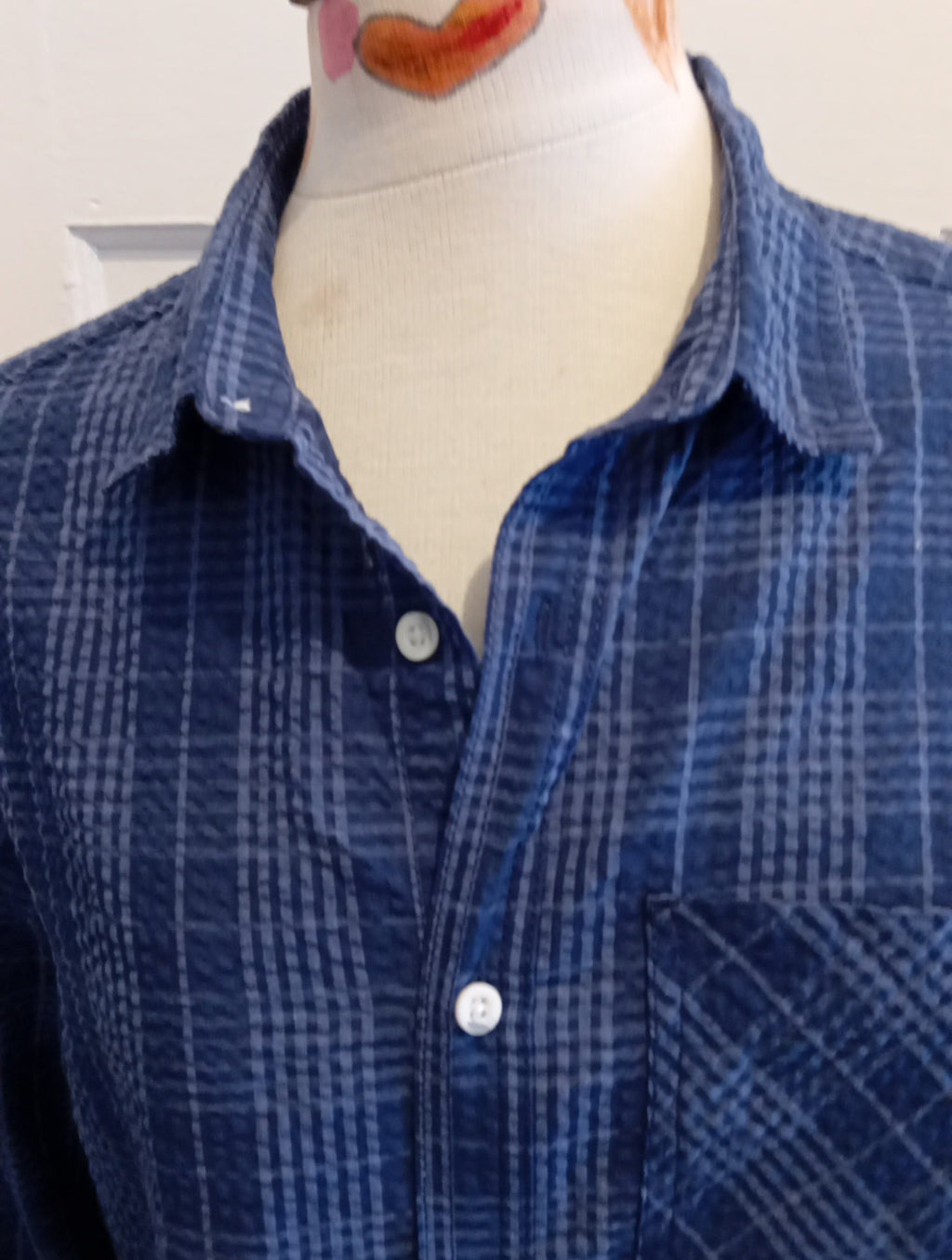 Mens Tu Size M 2 Tone Navy Check Long Sleeved Shirt
