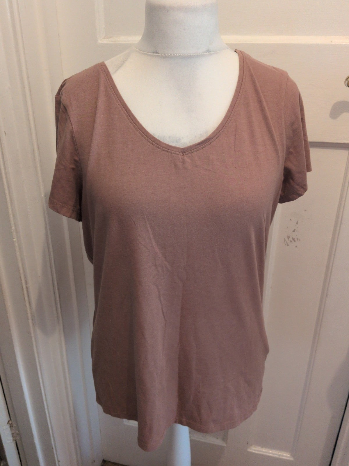 Primark XL 18-20 Brown Stretch Vee Short Sleeve T-shirt