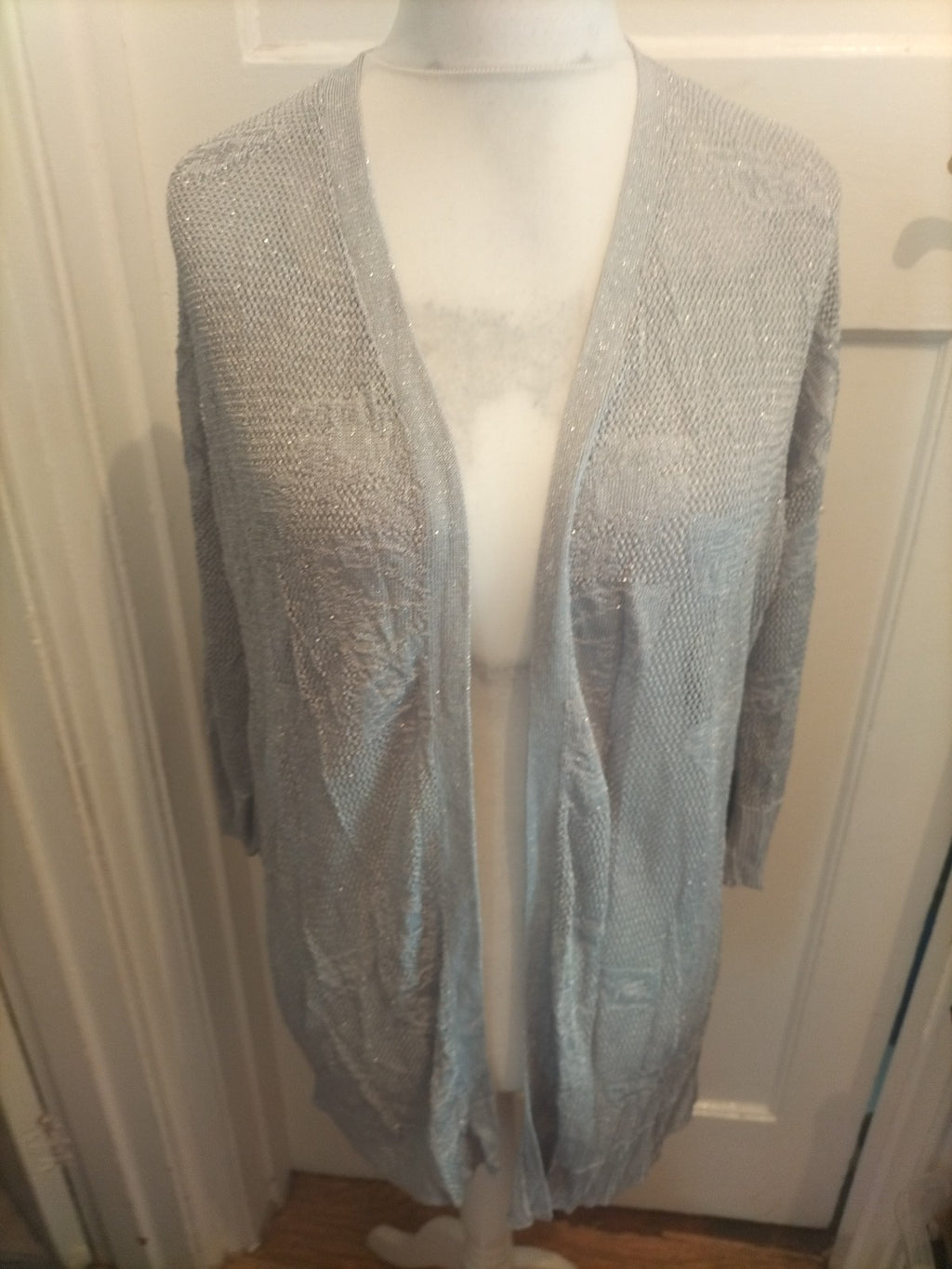 Chicos 2 Silver Knit Open Blouse