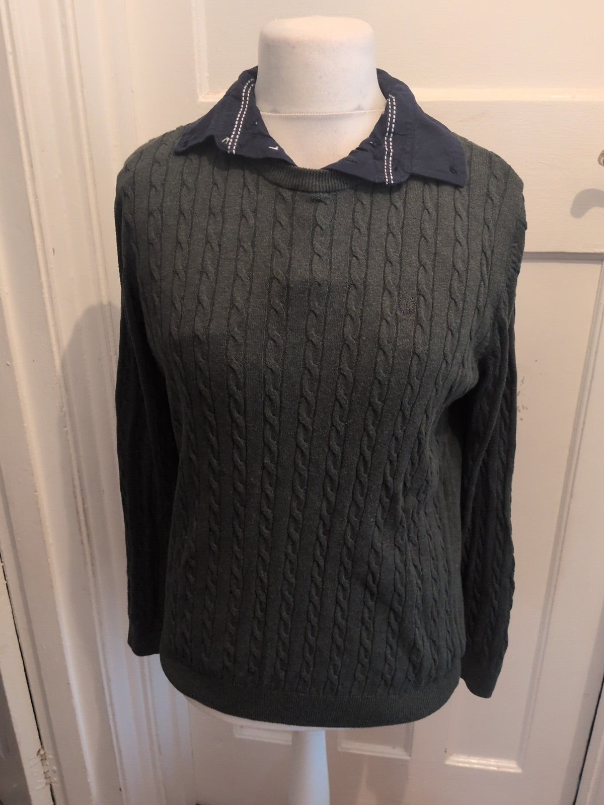 Lincoln Medium Green Collared Long Sleeve Jumper