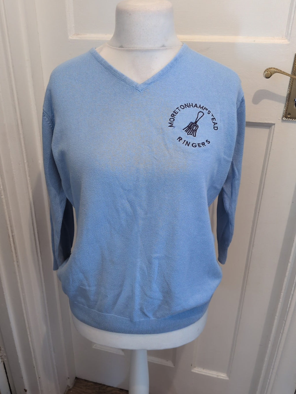 Isle 18-20 Blue Embroidery V Neck Jumper