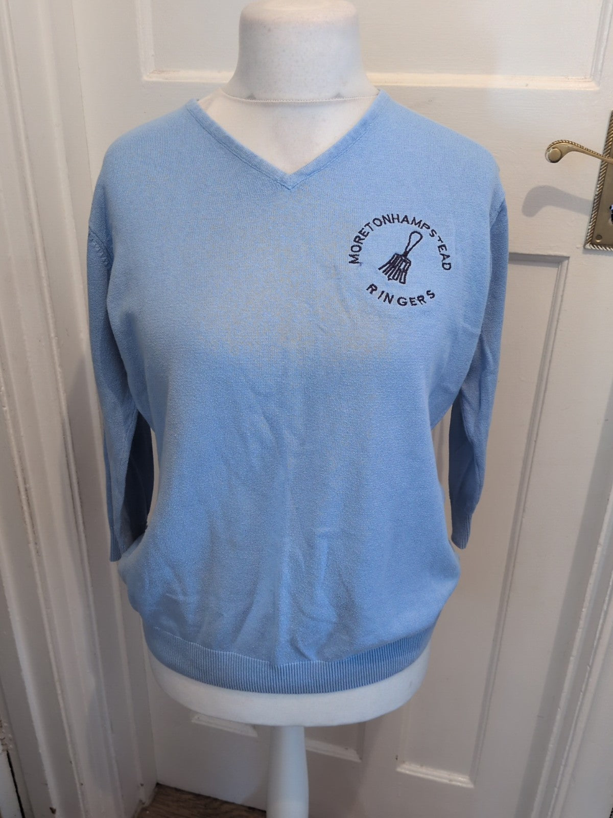 Isle 18-20 Blue Embroidery V Neck Jumper