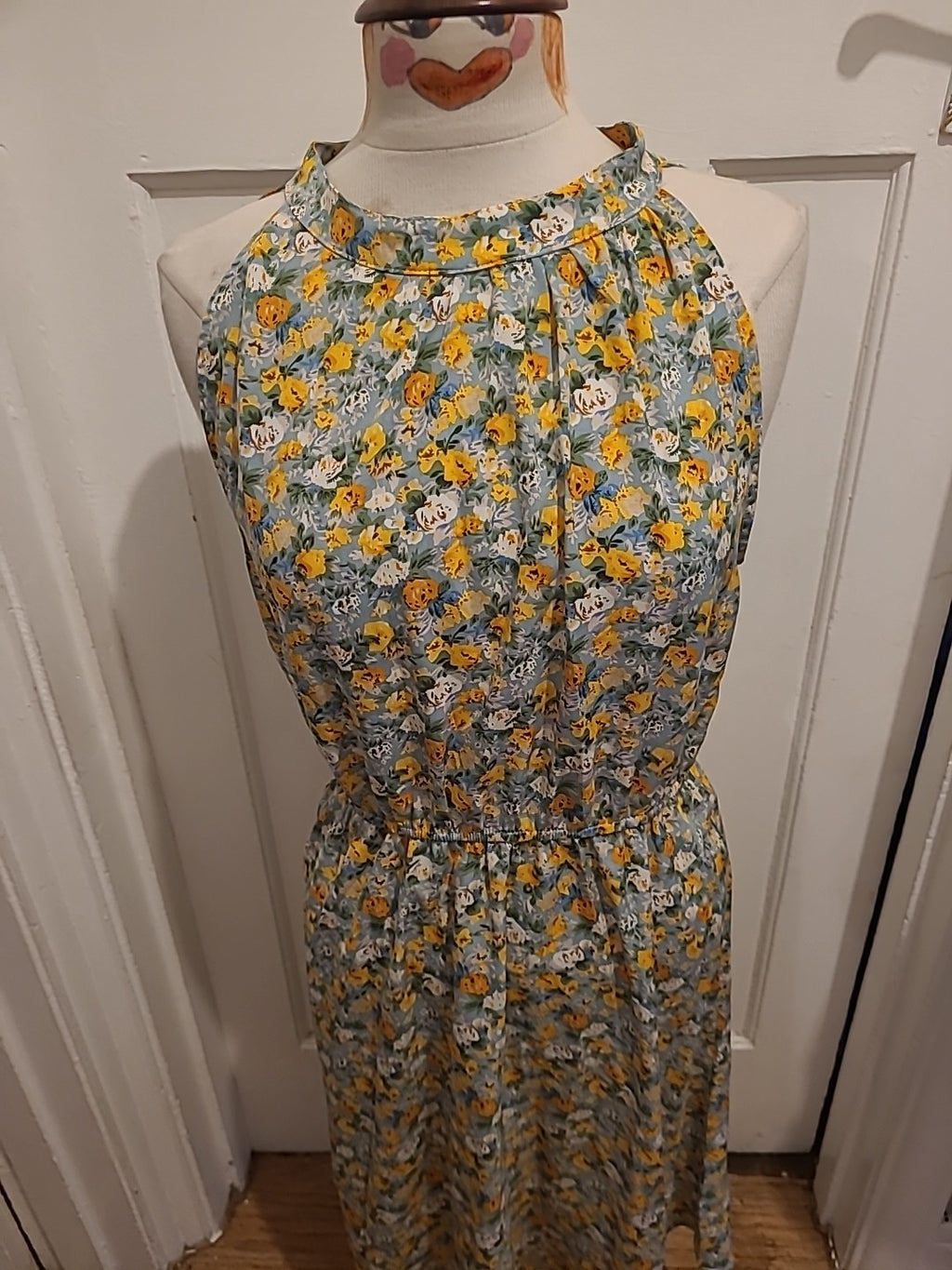 Ladies Shein Size Large Green/Blue/Yellow Floral Fit And Flare Dress