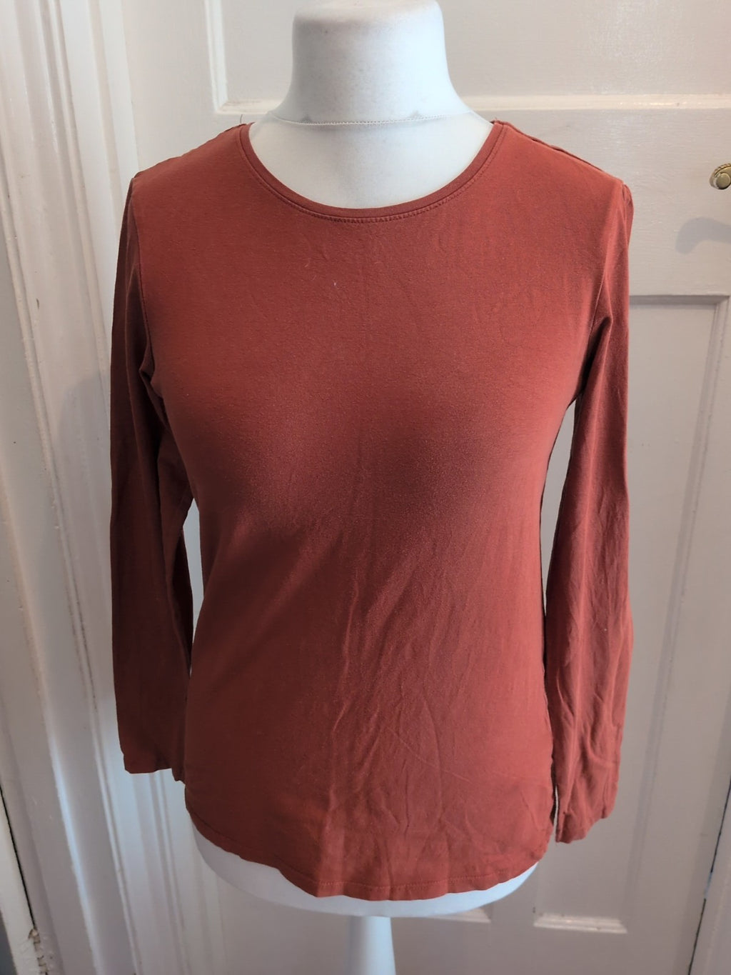 Primark 14-16 Rust Stretch Crew Long Sleeve T-shirt