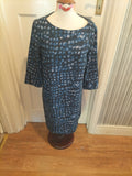 Ladies H+M Size Medium Blue Toned Circle Mid Sleeved Dress