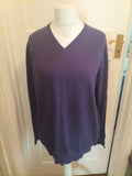 Mens Tu Size L Purple With White Long Sleeved V Neck Jumper