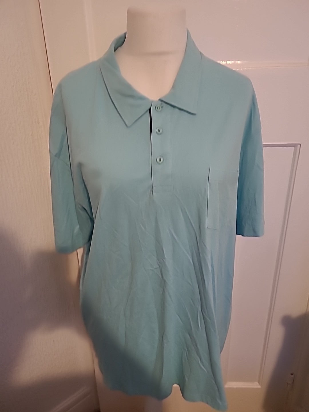 Mens Atlas For Men Size 2XL Aqua Short Sleeved Polo