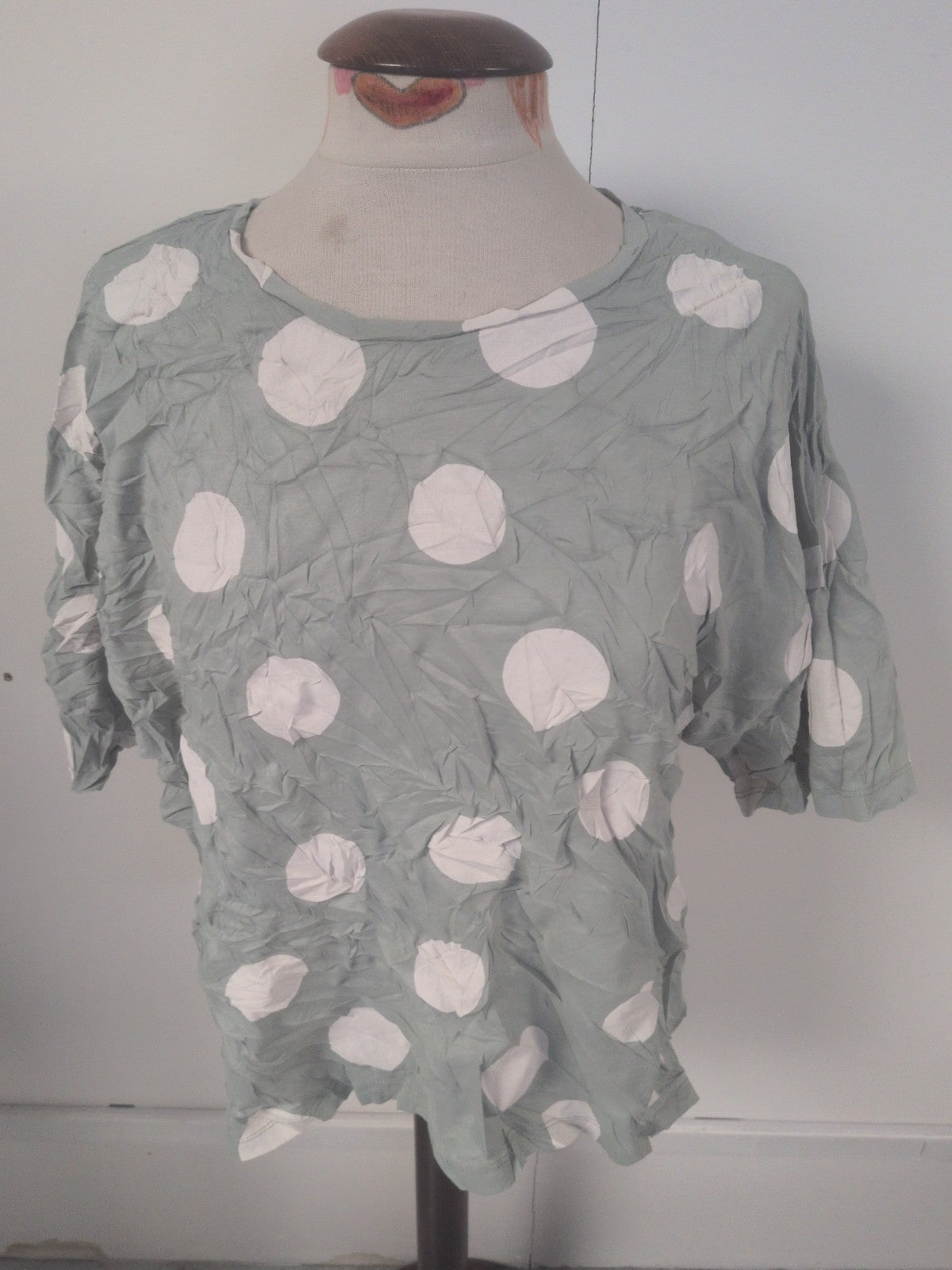Ladies George Size 20-22 Pale Green Spot Pyjama Top