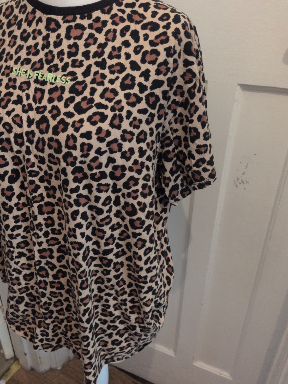 Primark 18-20 Leopard Print "I Am Fearless" Pyjama Top
