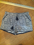 Ladies Primark Size 12 Navy And White Aztec Hot Pants