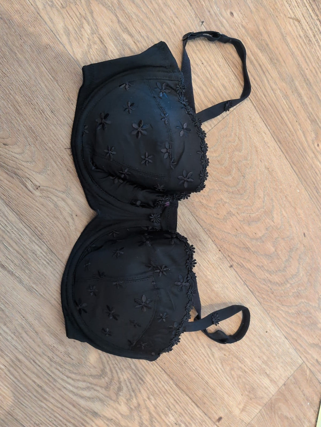 La Senza 36D Black Floral Padded Wired Bra