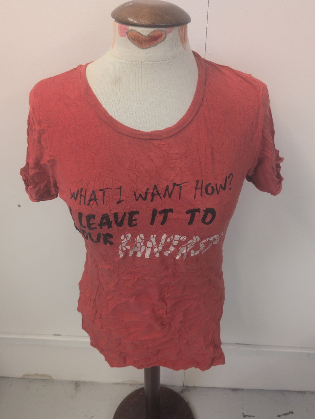 Ladies Size Medium Orange Print Short Sleeve T-shirt