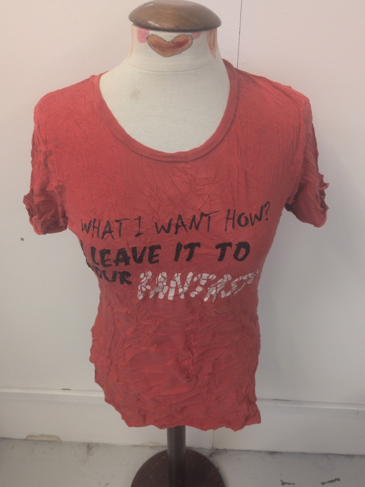 Ladies Size Medium Orange Print Short Sleeve T-shirt