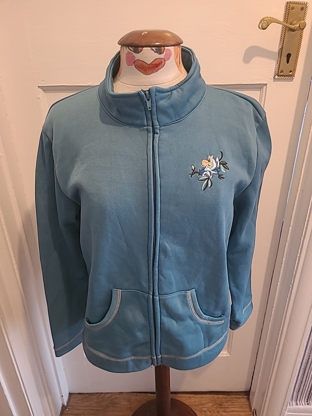 Ladies Anne De Lancay Size 14-16 Turquoise Xip Through Basic Jacket